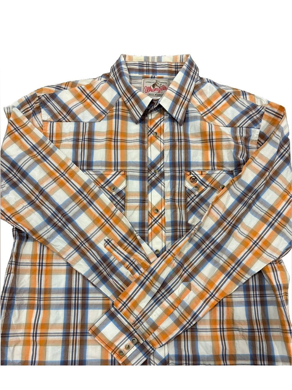 Wrangler Men’s Pearl Snap Western Plaid Long Sleeve XXL Cowboy Rodeo Vintage
